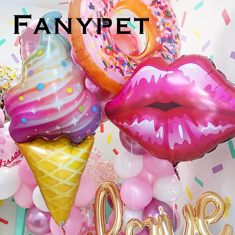 10/50 шт розовые губы мороженое попкорн фольги Воздушные шары детский душ