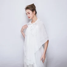 Белая мягкая шифоновая накидка со шнуровкой, накидка для невесты, свадебная накидка, модная женская летняя пляжная меховая накидка, болеро