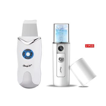 

Rechargeable Ultrasonic Face Skin Scrubber Facial Cleaner Peeling Vibration+Skin Care Rejuvenation Nano Face Moisture Steamer