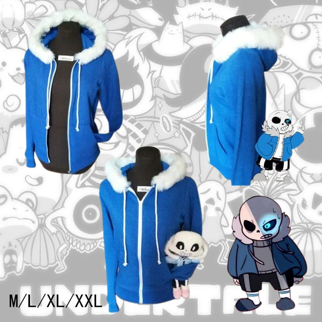 Chomel Undertale Sans Cosplay Hoodies Latex Mask Cool Skeleton Cos Blue  Coat Halloween Cosplay Costume Unisex Jacket Headgear