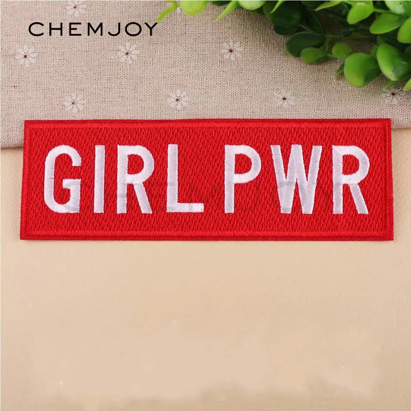 

GIRL PWR Iron on Letters Patches for Clothing Embroidered Sewing Appliques Clothing Stickers DIY Jacket Bags Badges Rock Patch