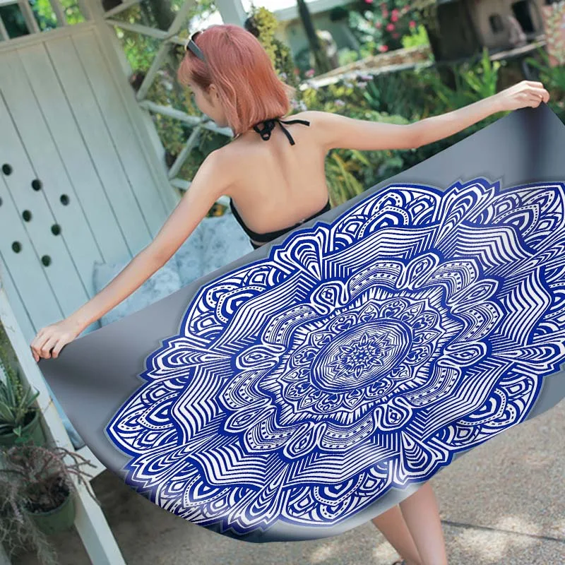 

3D Printed Mandala Microfiber rectangle Beach Towel for Adults Child Summer Toalla Yoga Mat T496