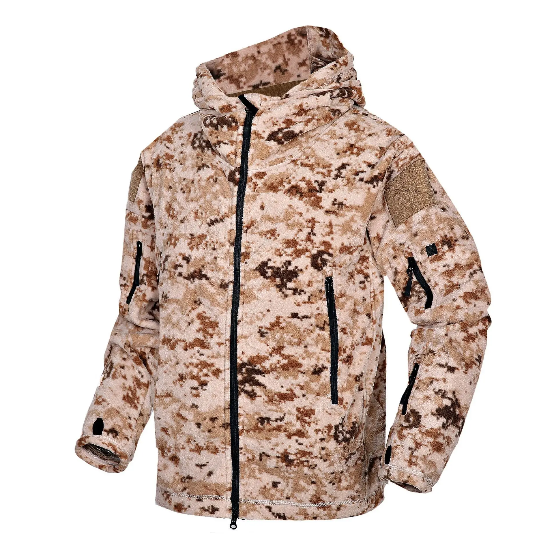 Уличная спортивная теплая камуфляжная тактическая куртка зимняя мужская походная велосипедная армейская тренировочная мягкая оболочка Тепловая флисовая куртка с капюшоном