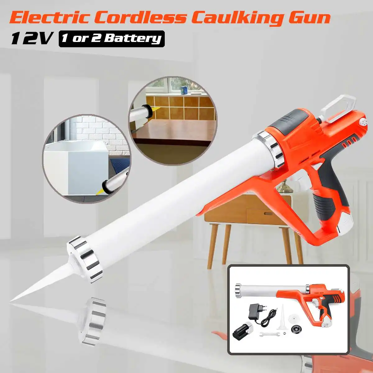 New Home DIY Electric Cordless Caulking Guns With 1.5AH 2 Li Batteries