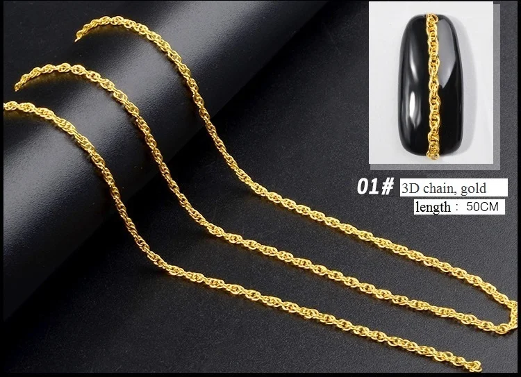 Approx 50cm Length Japanese 3D Gold Nail Metal Chain DIY Steel Ball Nail Chain Punk Style 3