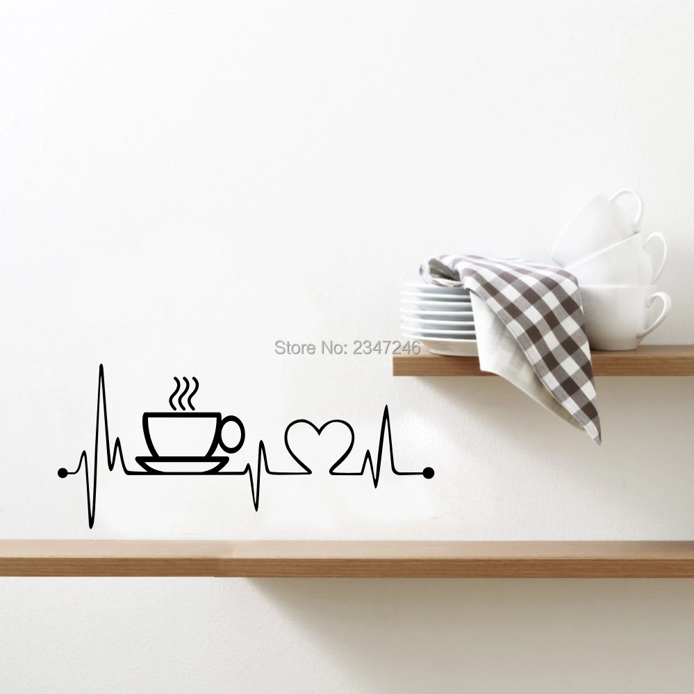 Creative Coffee Cup Vinyl Wall Stickers for Kitchen Wall Art Home Decor
