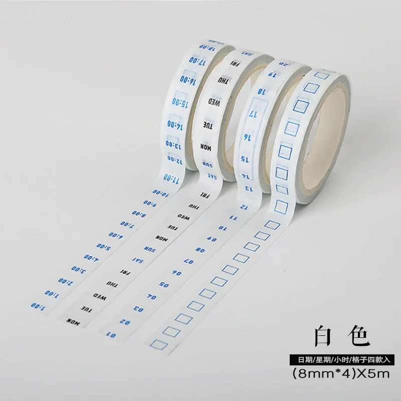 4 pcs / set Adhesive Tape Practical Week Plan Time Axis Schedule Lattice Masking Tape Diary Decorative Sticker Cute Stationery