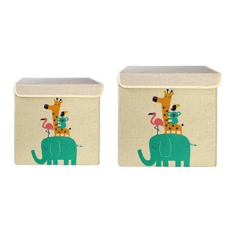 

Large-capacity Storage Box Cute Cartoon Toy Snacks With Cover Ordinary Linen Foldable Home Utility Toy Box Storage Items