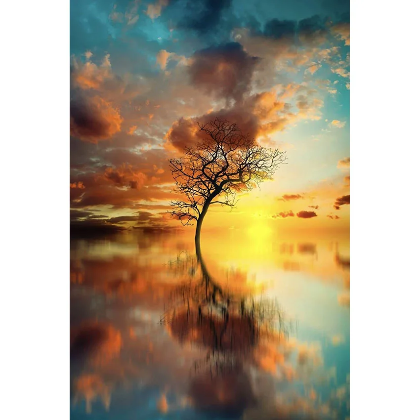 5D DIY Diamond Embroidery Autumn Tree Reflection Painting Cross Stitch Square Rhinestone Mosaic Needlework Home Decor | Дом и сад