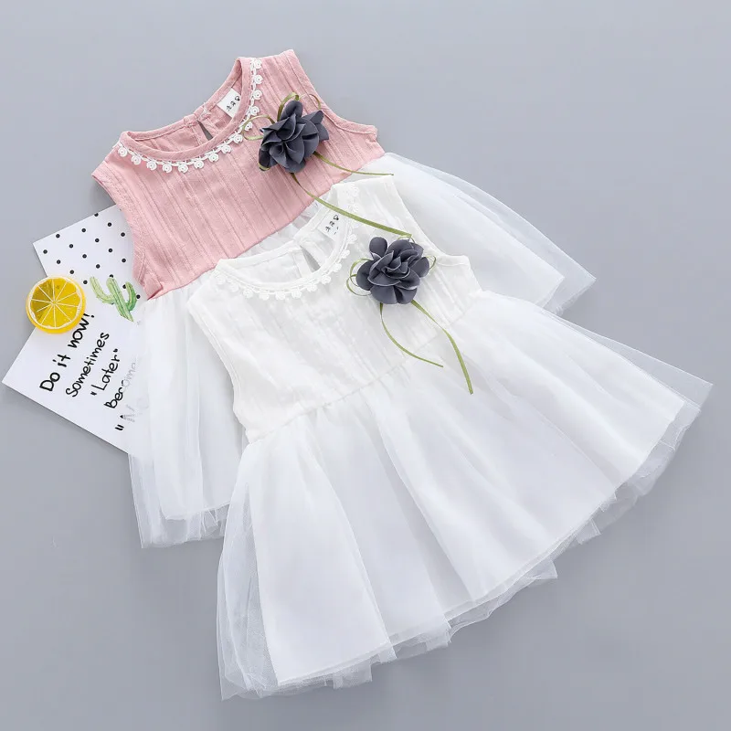 

0-3Y Cute Children Baby Girl Dress Sleeveless Lace Floral Tutu Tulle Princess Girls Birthday Party Dresses Sundress Clothes
