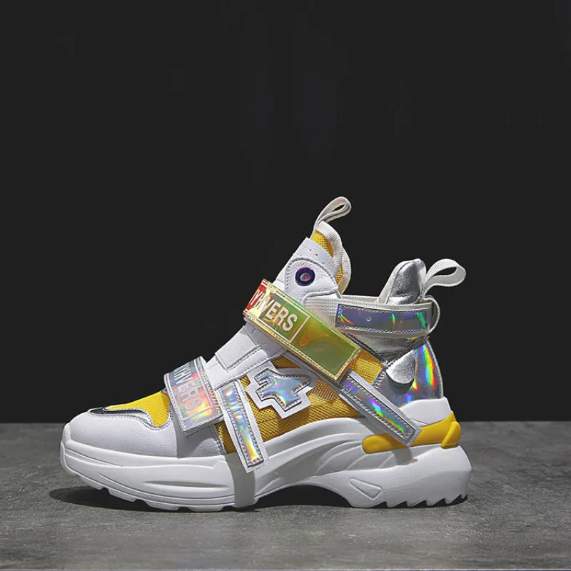 

Women's Chunky Sneakers 2019 Fashion Women Platform Shoes Hook Loop Yellow Vulcanize Shoes Womens Female Trainers Dad Sneakers
