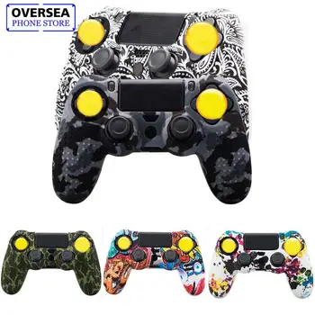 

Handle Cover Camouflage Silicone Case Game Handle Cover With Hand Strap Non-slip Cover For PS4