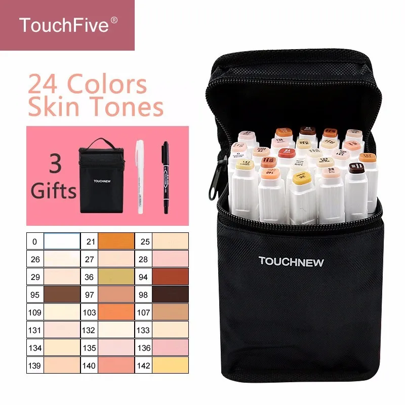 Touchfive Professional Характер Эскиз маркеры товары для рукоделия 12 24 цвета тона кожи Маркеры Набор для рисования манга дизайн