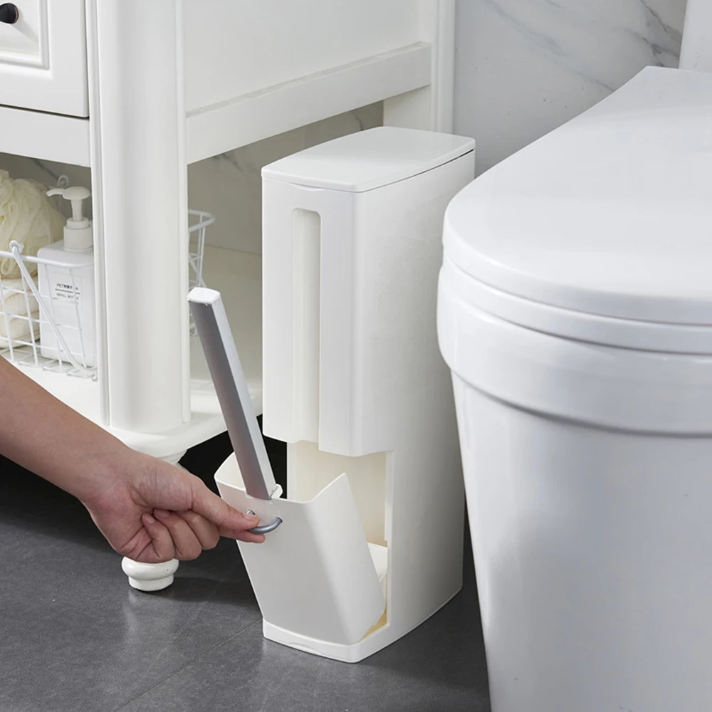 

Multifunction Plastic Narrow Trash Can With Toilet Brush Waste Bin Dustbin Trash Basket Garbage Bucket Bathroom Cleaning Tools