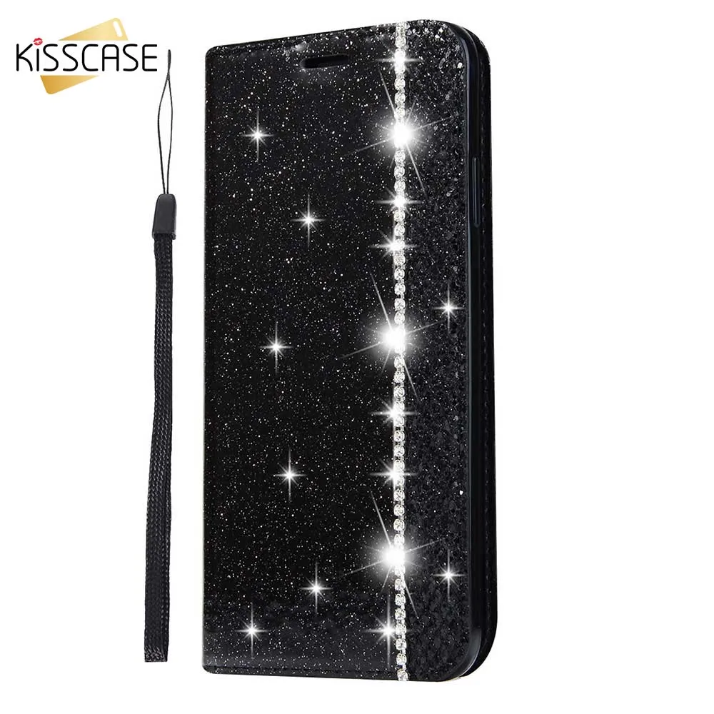 KISSCASE роскошный Алмазный чехол для телефона Samsung Galaxy S7 Edge S8 S9 Plus Note 9 8 бумажник из