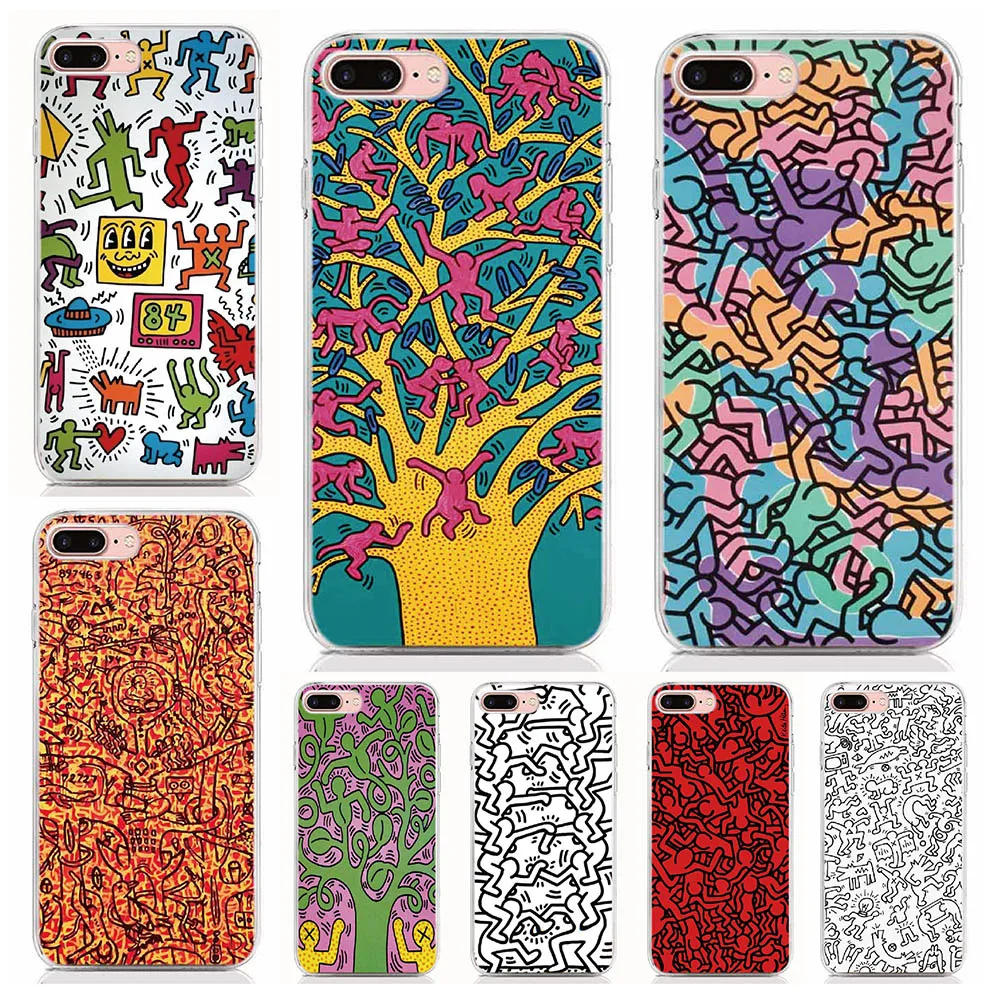 

For Google Pixel 4 4XL 3A XL 3 2 2XL 3XL Soft Tpu Silicone Case Print Keith Haring back Cover Protective Coque Shell Phone Cases