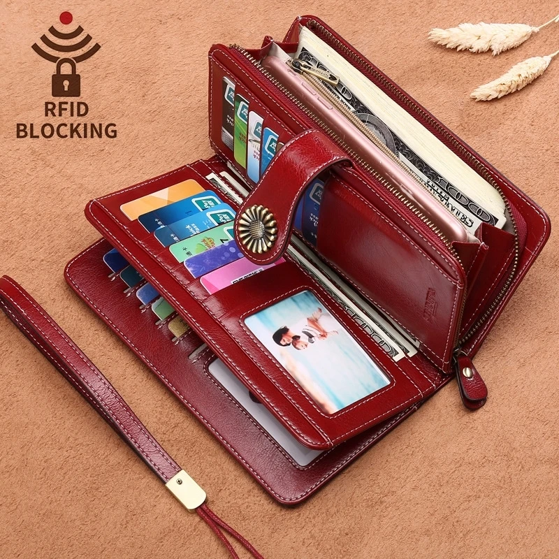 

Customized Rfid Europe And America Wallet Female Long Zipper Leather Ms. Wallet Wallet Large Capacity Clutch