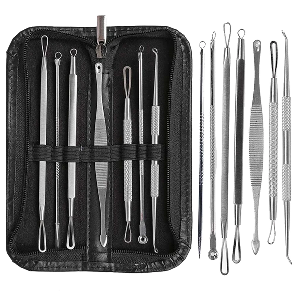 

Blackhead Remover Tool Kit Acne Comedone Pimple Extractor Curved Tweezers for Facial Skin Care (7 Pcs)(Silvery)