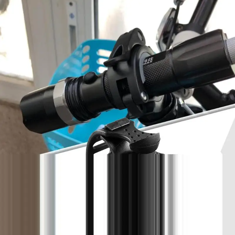 Top Bicycle Lamp Holder Flashlight Bracket Adjustable 360 Degree Rotating Black Outdoor Riding Cycling Accessories Bike Parts 4