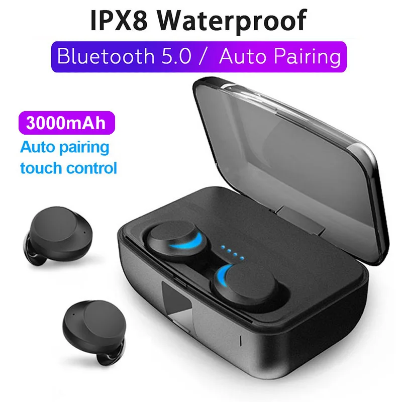 

C3 tws Earphones BT5.0 3000mAh Bluetooth Headset Handsfree Earphone Wireless Earbuds IPX8 Waterproof HD Call in ear Headphones