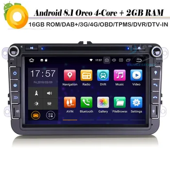 

Quad Core 8" DAB+ 2 DIN Autoradio Android 8.1 Car Multimedia Player for VW Passat Golf 5/6 Tiguan EOS Polo WiFi 4G GPS Radio DVR