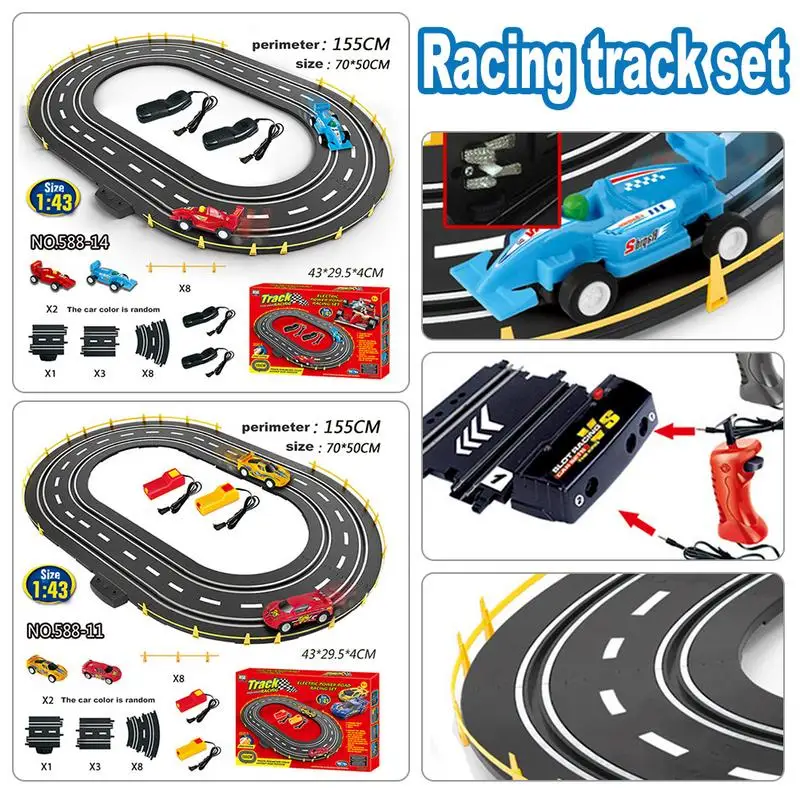 

Electric Rail Car Set 1:43 Control Acceleration Competitive Track Toy Double RC Racing Ring Assembly Athletic Track Children