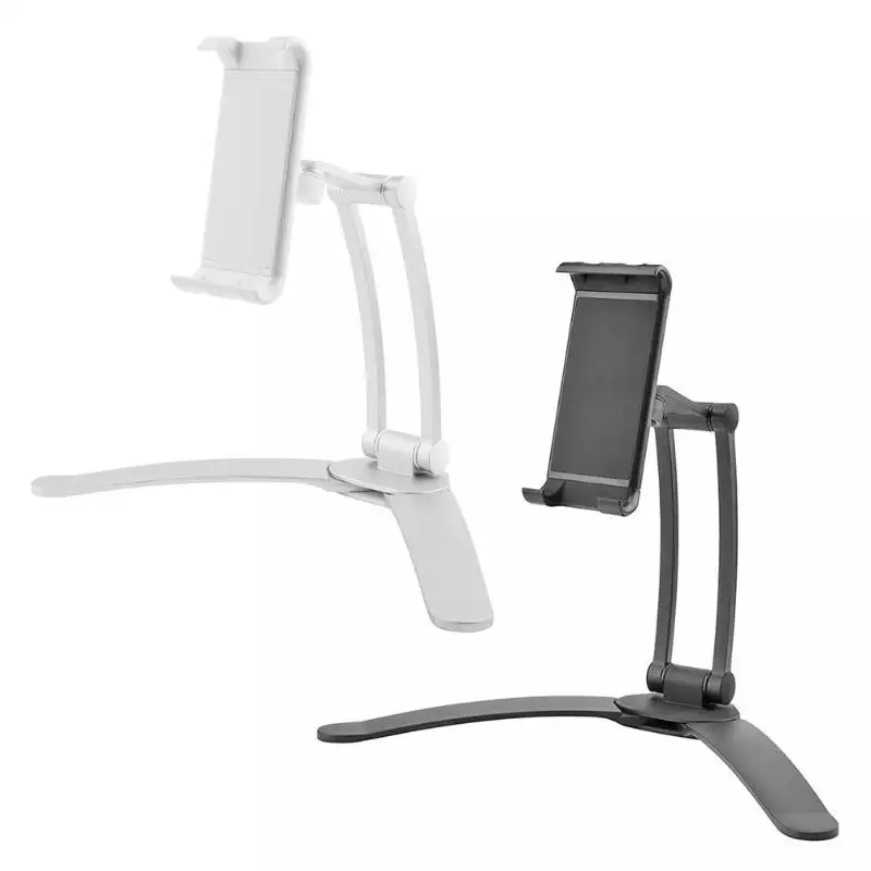 

2 in 1 Tablet Stand Kitchen Mount Flodable Aluminum Alloy Desktop Lazy People Hand Free Holder Screen 360 Rotating for iPad Mini