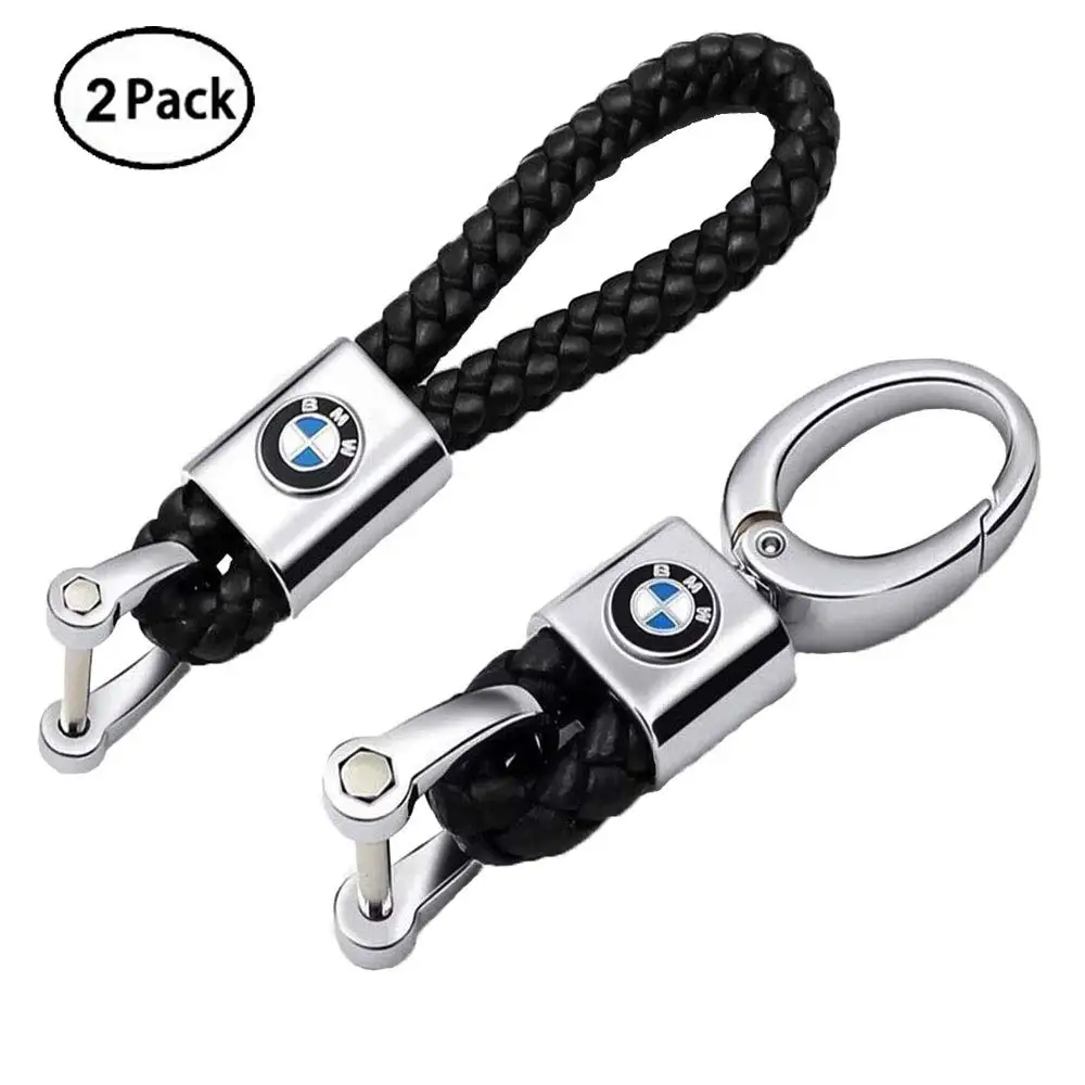 

2Pack Genuine Leather Car Logo Keychain for B.M.W Key Chain Accessories Gifts for Men Women