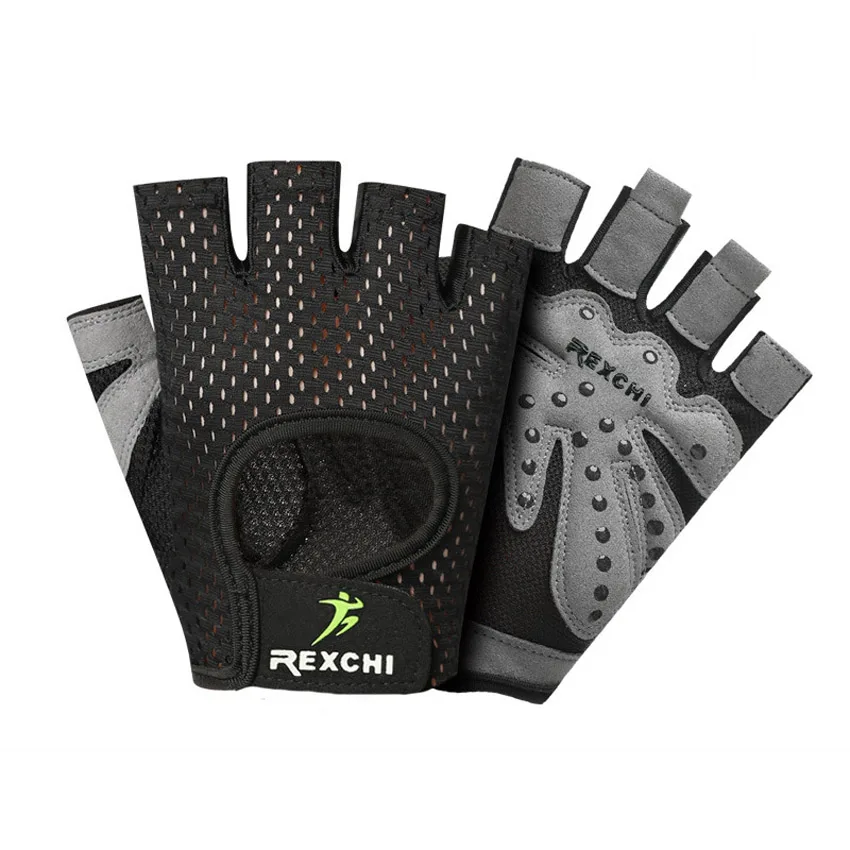 تنفس النساء الرجال نجوم النادي الأهلي قفازات المضادة للانزلاق نصف إصبع قفازات لرفع الأثقال تجريب كمال الاجسام اللياقة البدنية اليد النخيل ح...