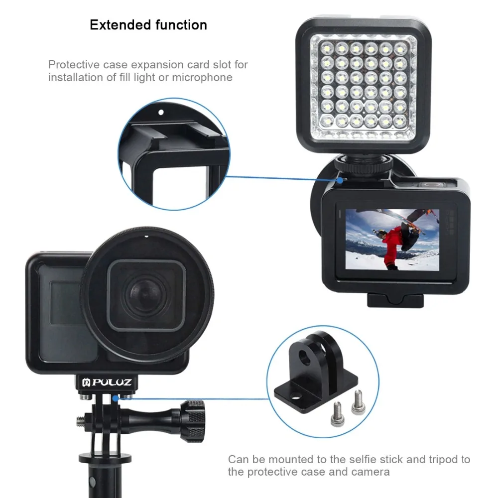 PULUZ защитный чехол из алюминиевого сплава для Hero 7 Black/6/5 со страховой рамкой и УФ