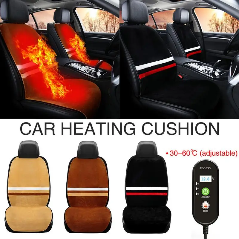 

12V/24V Universal Electric Car Heating Seat Cushion Short Plush Car Heating Cushion Heated Car Seat Cushion Cover Seat