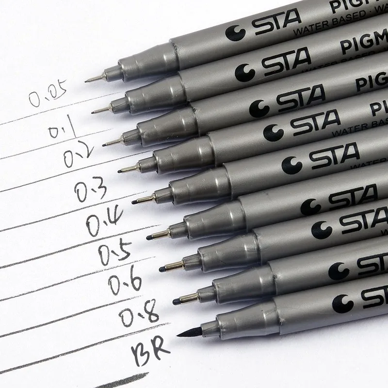 9 шт./лот STA кисти на водной основе маркеры разных размеров пигментный лайнер треугольные карандаши для художественные канцелярские принадлежности