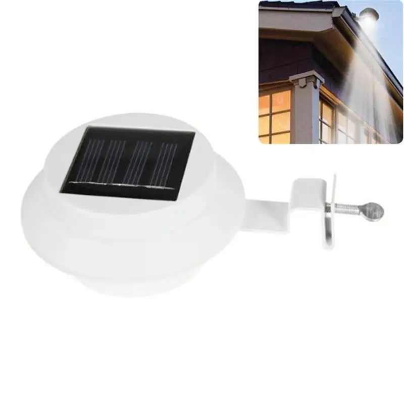 

4 Pcs/set Eco-friendly Solar Powered 3 LED Fence Light Gutter Lamp Door Light Outdoor Garden Light (Pure White Light)