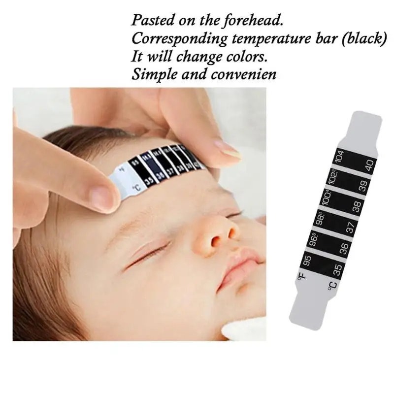 5pcs Safety LCD Flexible Baby Forehead Thermometer Sticker Baby Fever Body Check Test Temperature Meesurement Tool for Baby Care