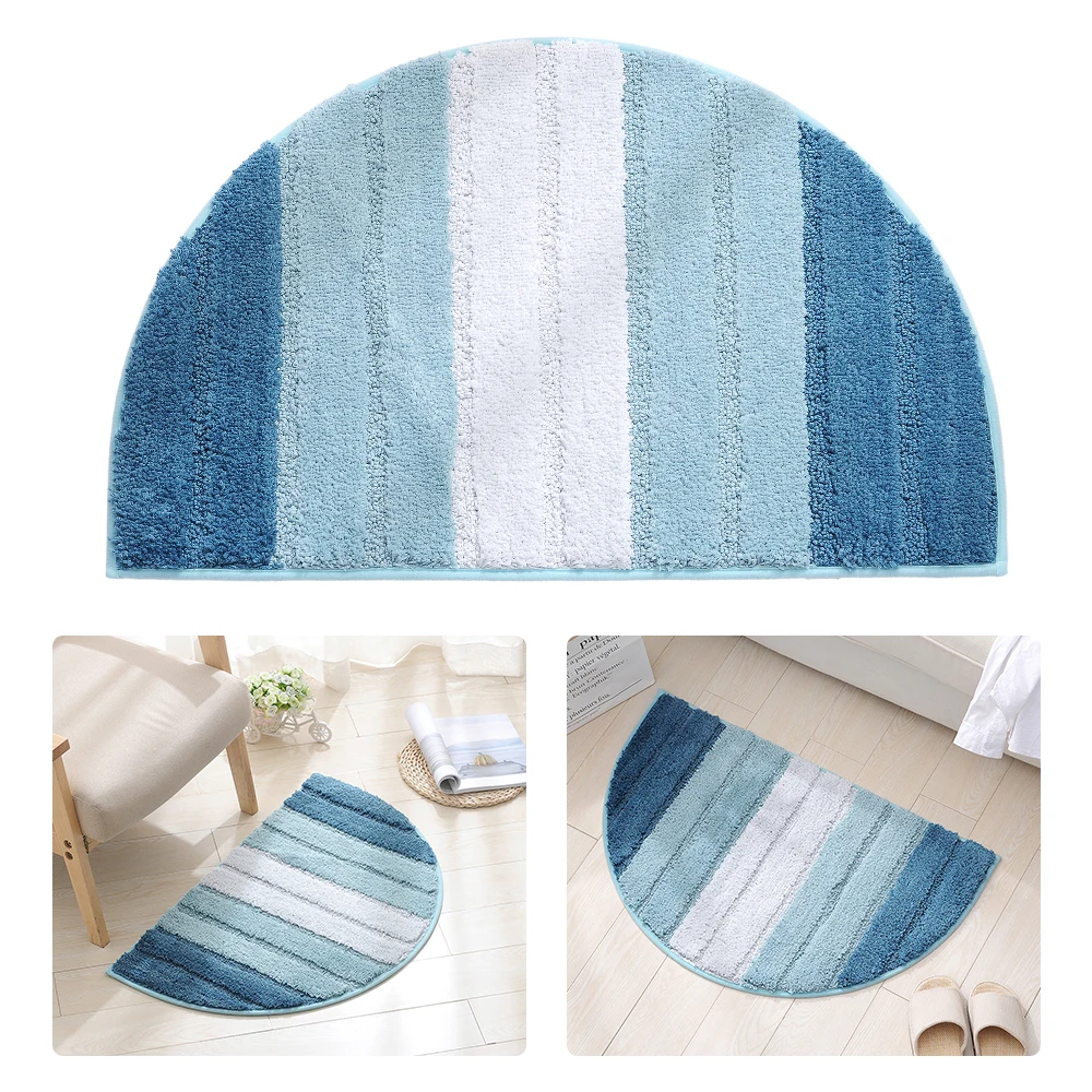 

Microfiber Rug Carpet Soft Bathroom Floor Mat Semi-elliptical Bedroom Carpet Anti-slip Water Absorbent Machine-Washable Carpet