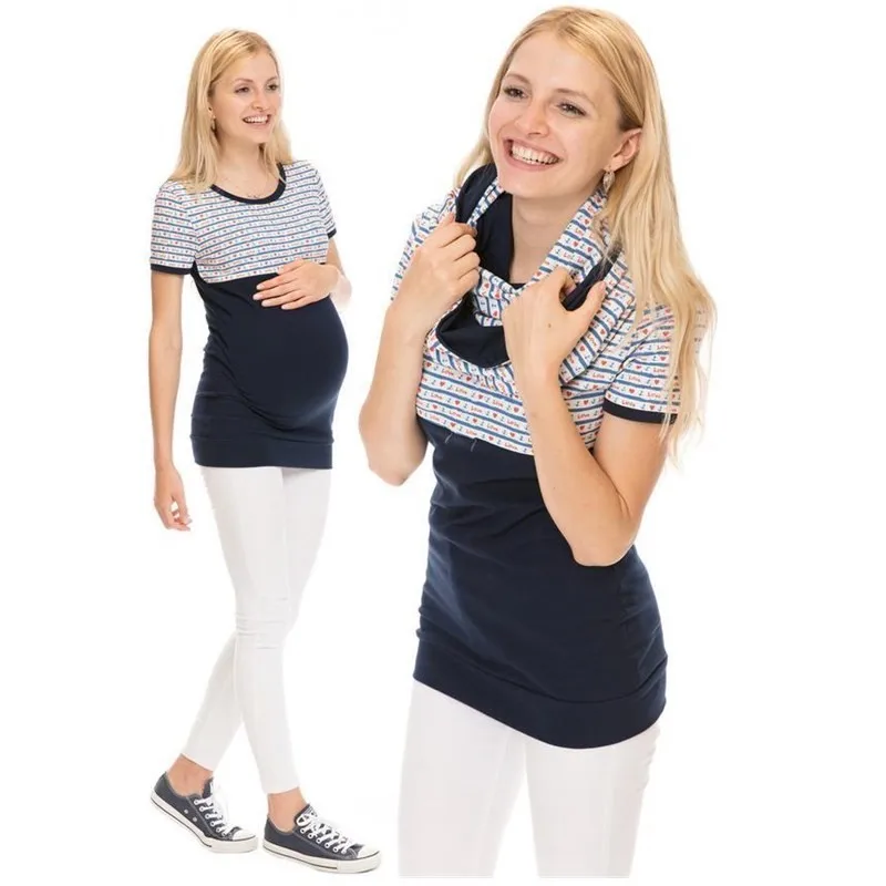 Maternity Clothes Women Nursing Top Printed Short-sleeved Tshirt Women Clothes On Pregnant Women Lactating Breastfeeding Clothes