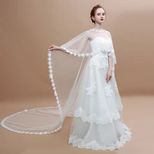 Длинный свадебный плащ Белые Кружевные Аппликации свадебная накидка Vestidos накидка Болеро аксессуары женский костюм накидка ручной работы