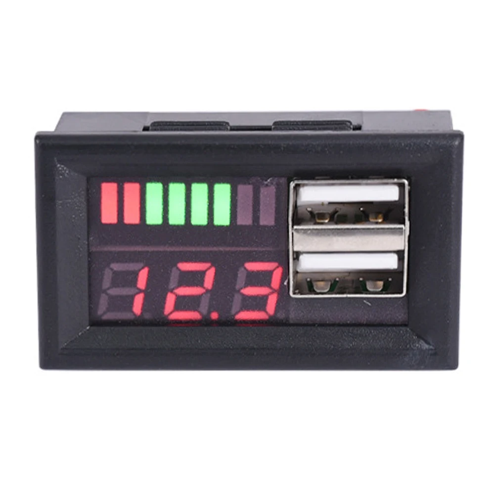 

12V Multifunctional Motorcycle Dual USB Voltage Battery Panel Energy Saving Phone Charge Plug Car Voltmeter Led Digital Display