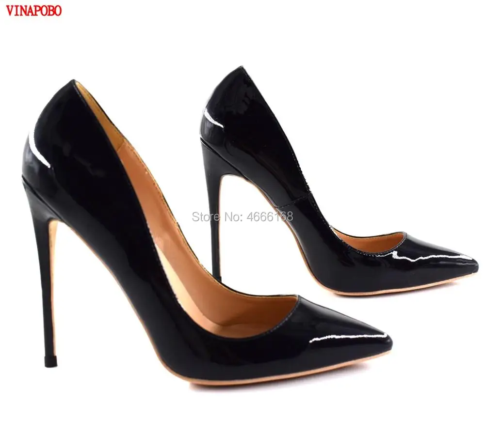 Women High Heels Shoes Pumps 10cm Black Heels Sexy Pointed Patent Leather Pumps Women wedding hoes Ladies Size Pumps| - AliExpress