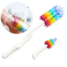 2 шт. Радуга щетка для детской бутылочки комплект соска кормления молоком губкой для очистки вращающийся силикагель подвесная щетка аксессуары для малышей