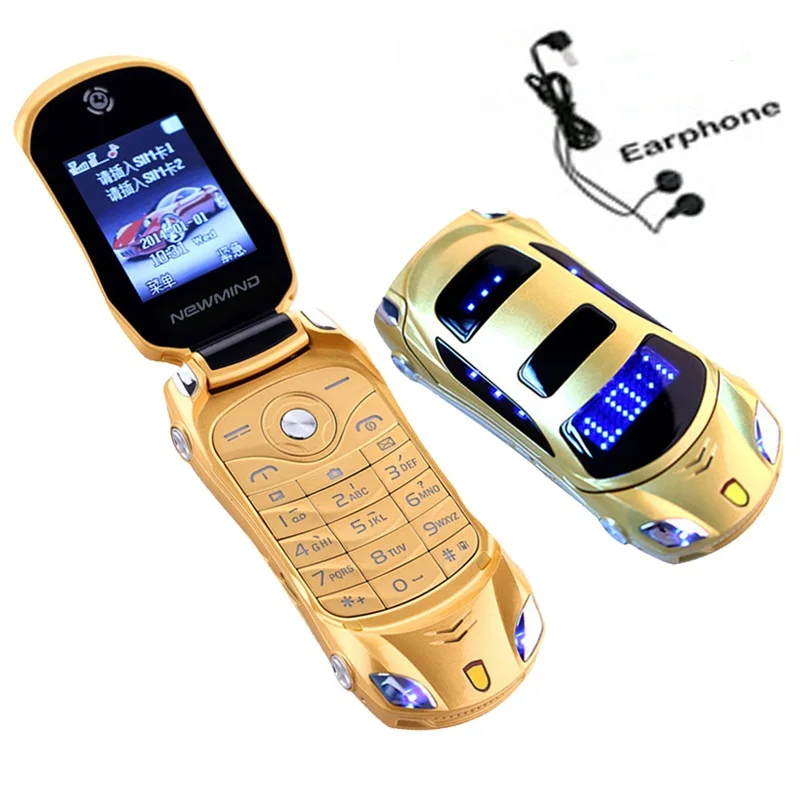 Newmind F15 الوجه مقفلة المصباح المزدوج سيم بطاقات Mp3 Mp4 سوبر صغيرة الهاتف المحمول سيارة شكل نموذج البسيطة المحمول طالب هاتف محمول