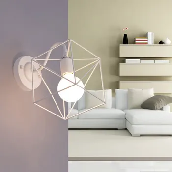 

Vintage Wall Lamp Loft Shape Metal Cage Frame Lights Sconces Fixture E27 Base Wall Lamps Bar Restaurant Cafe Home Lighting CF553