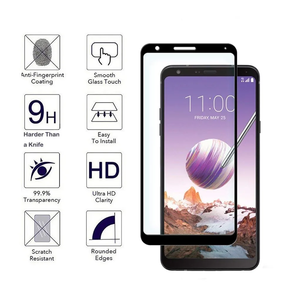 0 3 мм 2.5D полное покрытие 9H закаленное стекло Защита экрана для LG Q Stylo 4 5 Q710MS / Stylus +