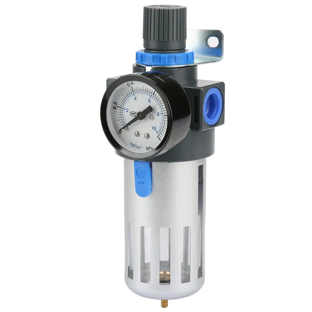 

1/4" Threads Air Source Gas Treatment Unit Filter Pressure Regulator Valve With Gauge