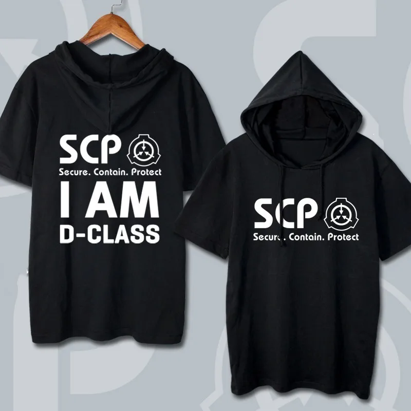 Повседневная футболка с капюшоном для мужчин для аниме SCP Foundation Design косплей для женщин и мужчин s с капюшоном футболки с коротким рукавом топы футболки