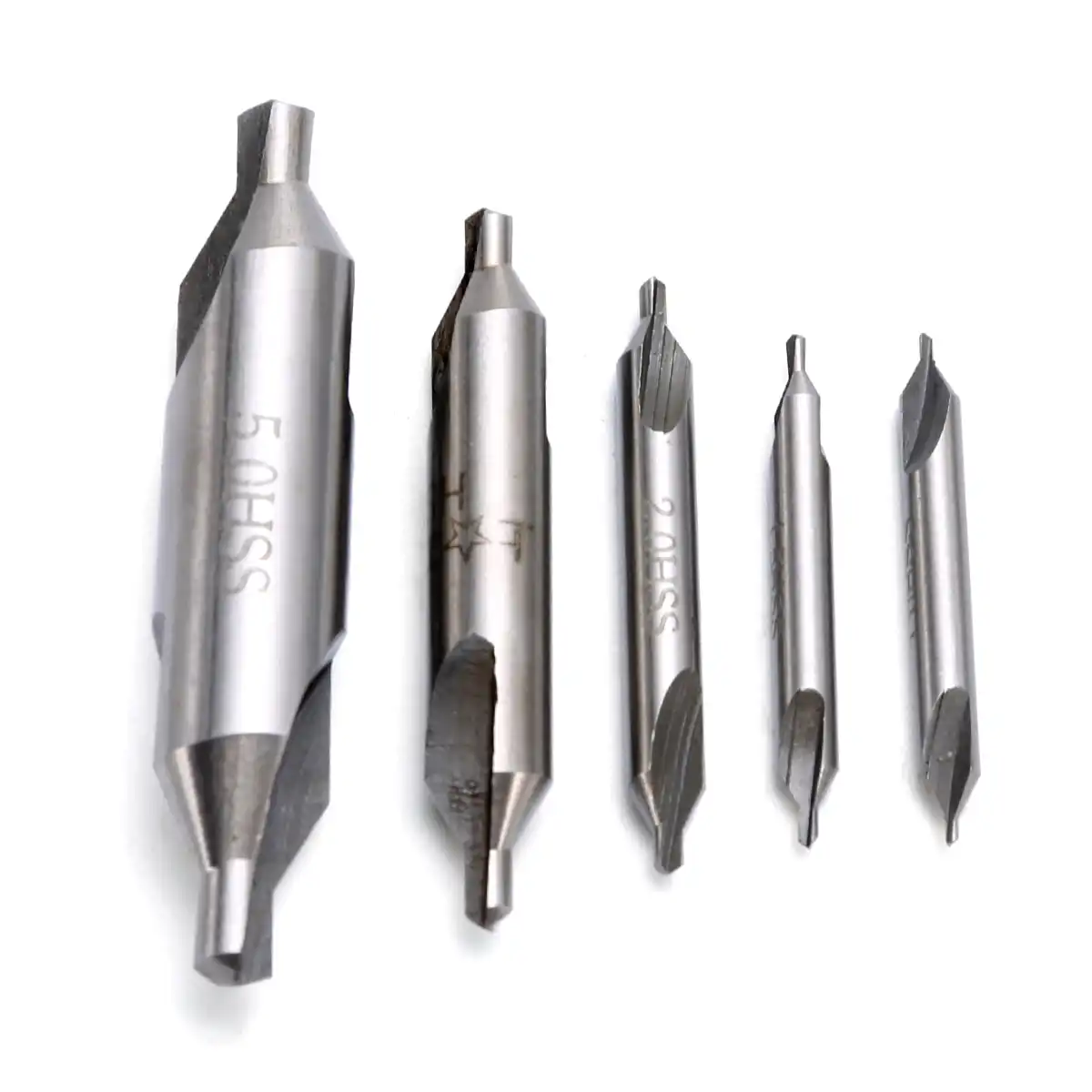 6 pcs High Speed Steel Center Drill Bits Set Combined Countersinks Kit 60° 1-5mm