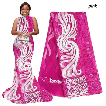 

Wholesale Lace Fushia Pink White Black Green New African Lace Fabric Gold Wine Royal Blue Latest Guipure Tulle Net Lace Fabric