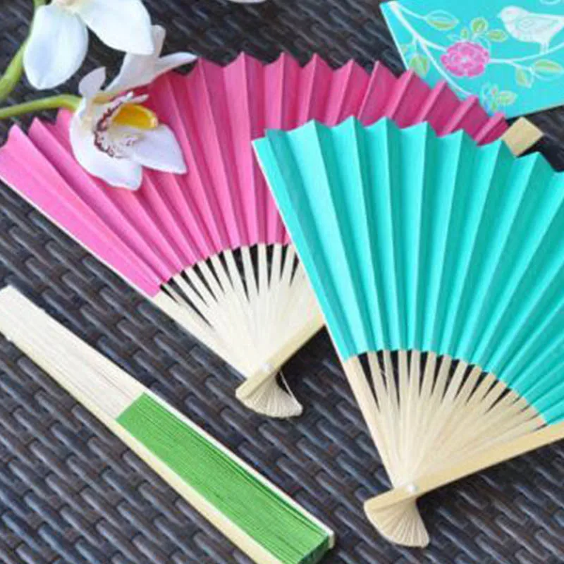 

1Pcs Summer Vintage Bamboo Folding Hand Held Flower Fan Chinese Dance Paper Fans Party Pocket Gifts Wedding Stage Props
