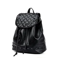 Women Korean Style PU Leather Casual Backpack Rivet Travel Bag School Bag Black Women Korean Style PU Leather Casual Backpack Rivet Travel Bag School Bag Black