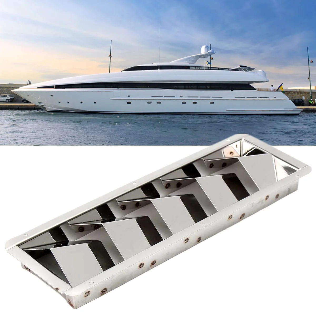 

316 Stainless Steel Boat Louver Vent Marine Yacht 5 Slot Ventilation Grill Cover 327x111x38mm for Boat Ship Yacht RV Residence